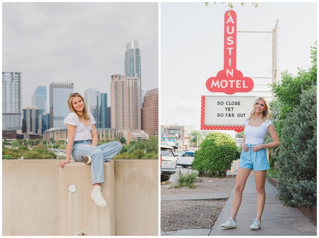 Austin Motel Skyline senior photos by Keala Jarvis Photography