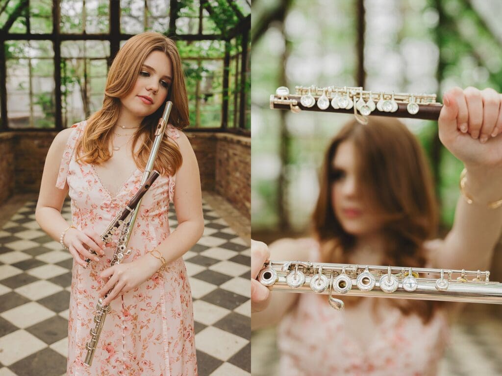 Austin Texas Sekrit Theater Flute Piccolo senior photos by Keala Jarvis