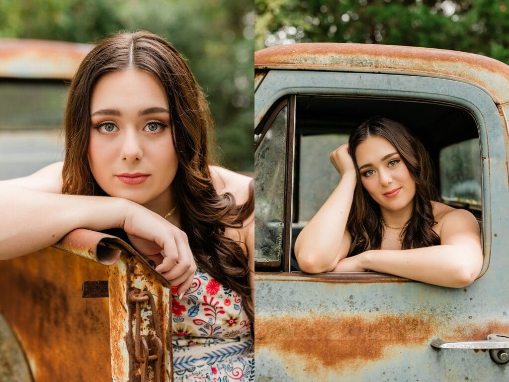 Austin Texas vintage Ford Sekrit Theater senior photos by Keala Jarvis Photography