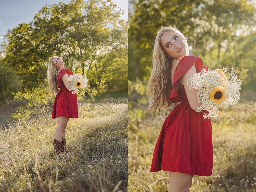 Austin Texas hill country flower bouquet senior photos by Keala Jarvis Photography