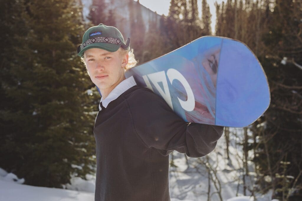 Park City senior boy snowboard photos by Keala Jarvis Photography