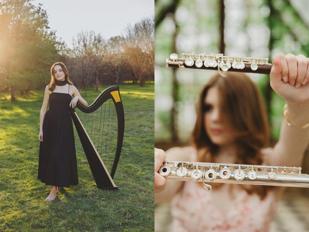 Instrument Flute Harp Senior Photo Pose Ideas Austin Texas Keala Jarvis Photography