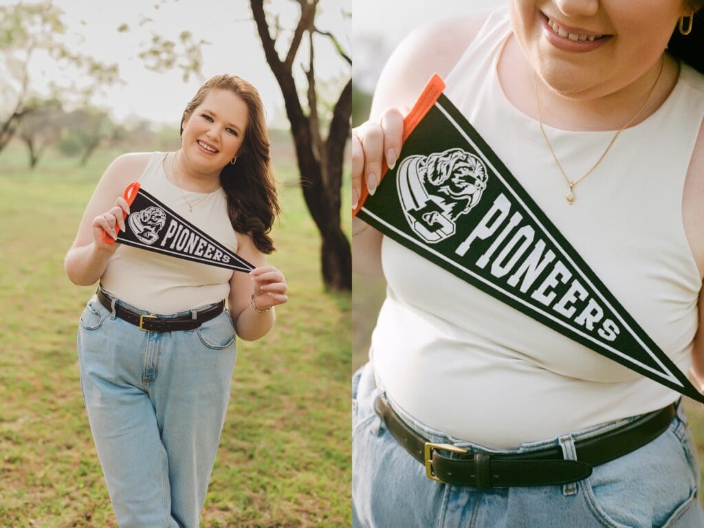 College Announcement Spring Bluebonnet High School Senior Photos in Austin Texas Keala Jarvis Photography
