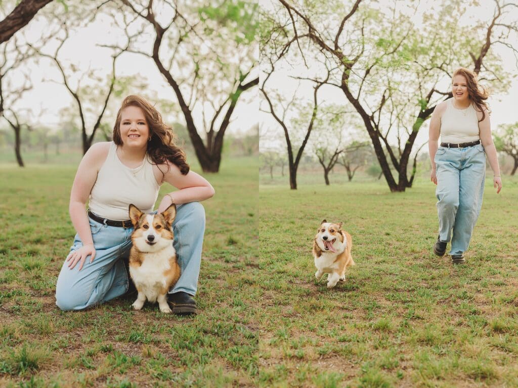Corgi Dog High School Senior Photos Spring Austin Texas by Keala Jarvis Photography