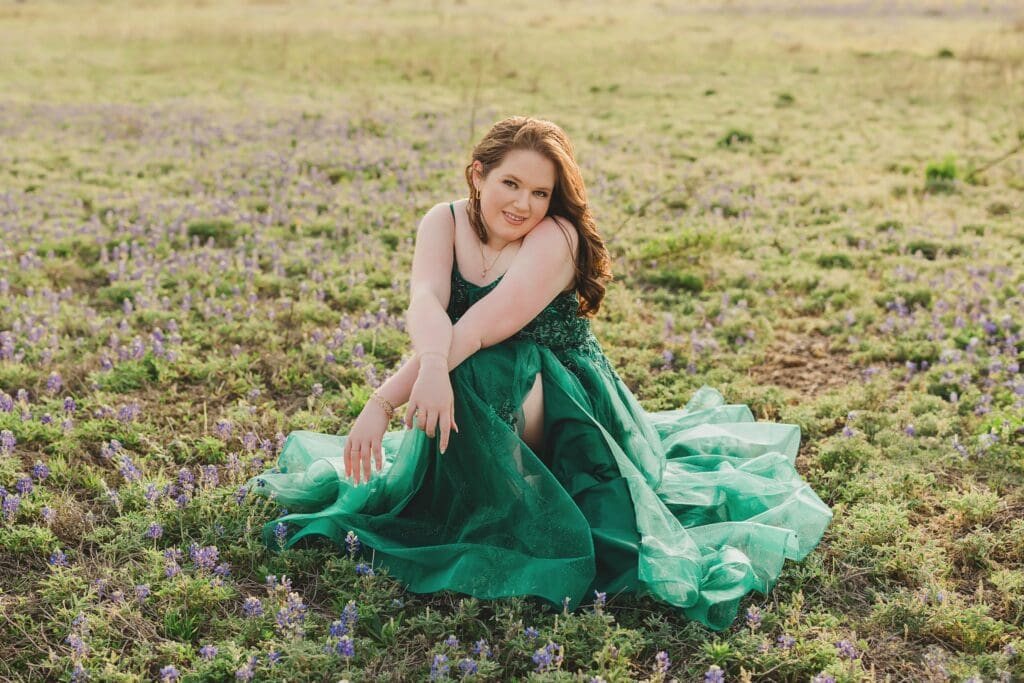 Bluebonnet Spring Prom Dress High School Senior Photos in Austin Texas by Keala Jarvis Photography