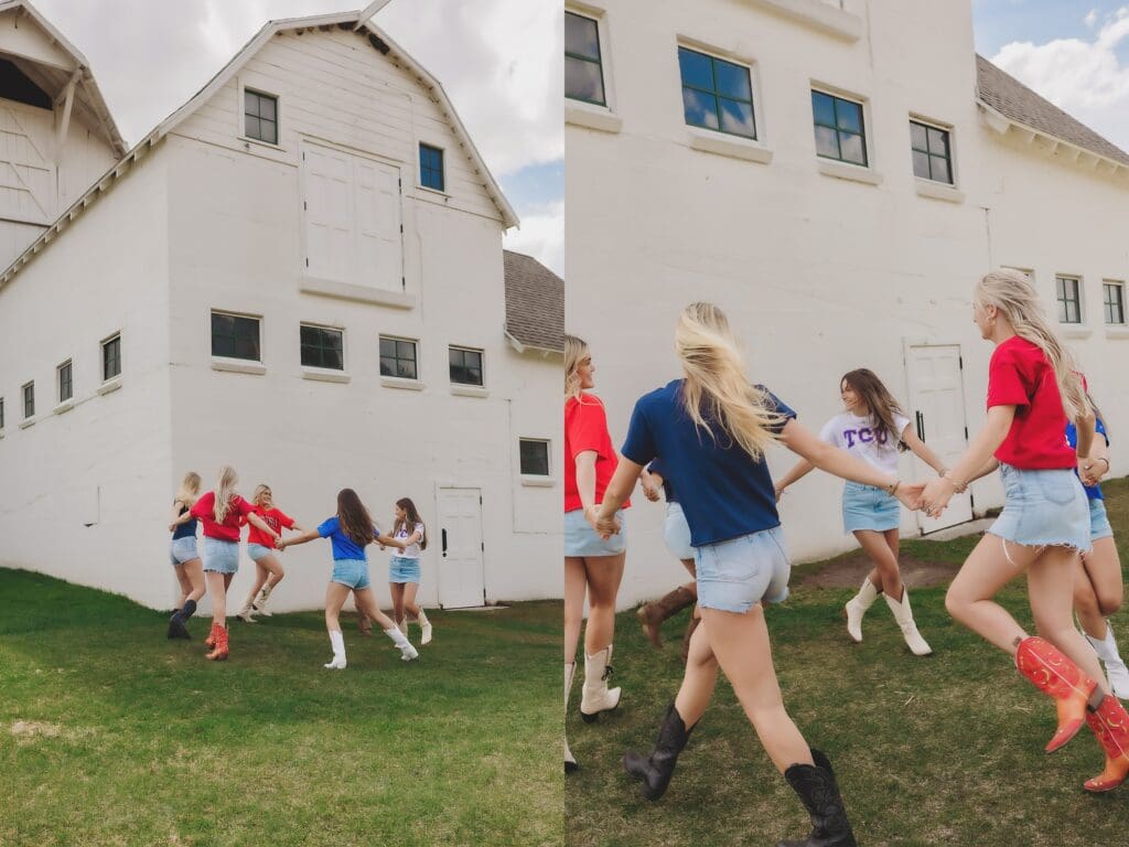 College Gear Announcement photo with friends by Austin Texas Senior Photography Keala Jarvis