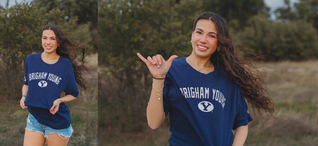 Austin Georgetown Texas Georgetown Lake Round Rock High School Senior Photos with BYU College Gear by Keala Jarvis
