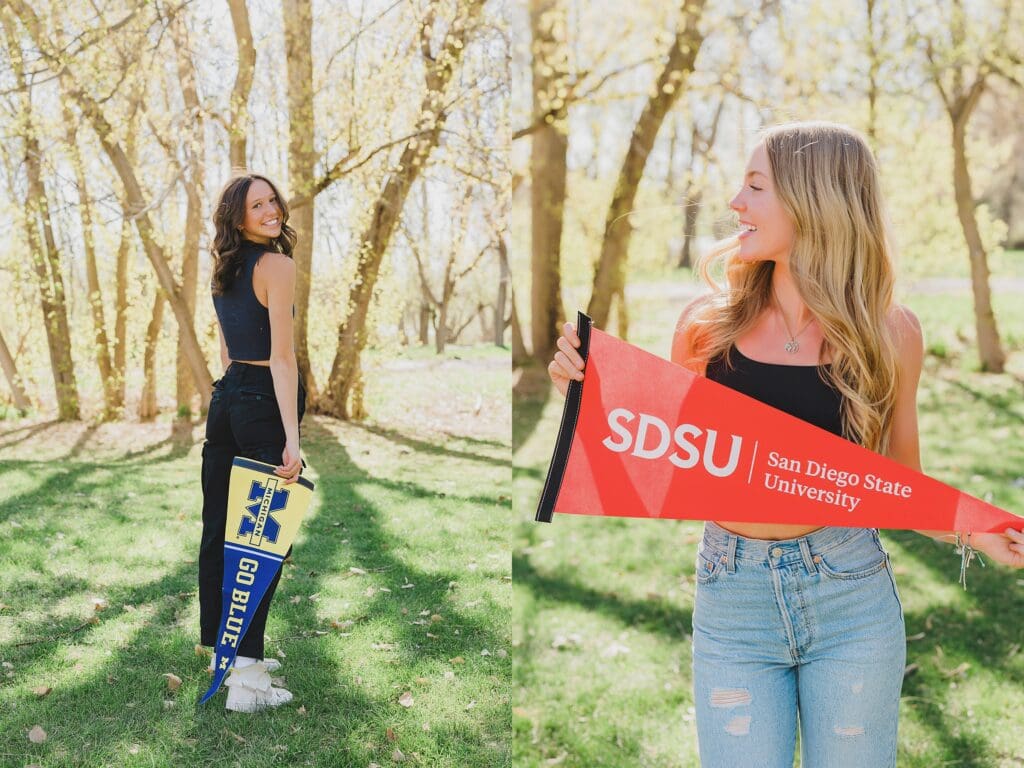 College University Pendant Flag Senior Photos in Austin Texas by Keala Jarvis Photography