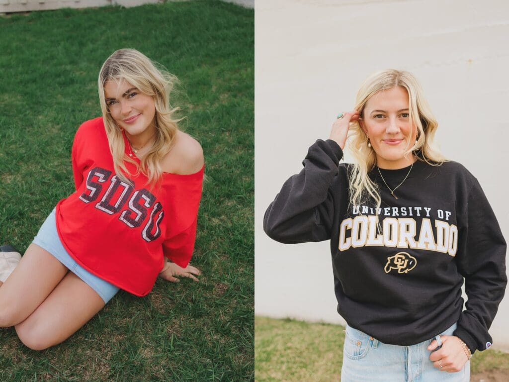 College University T-shirt & Hoodie Gear Senior Photos in Austin Texas by Keala Jarvis Photography