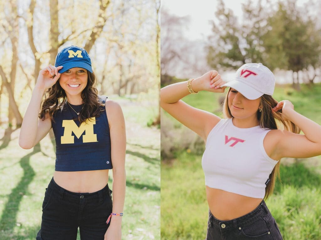 College University Michigan VT Baseball Cap Hat Senior Photos in Austin Texas by Keala Jarvis Photography