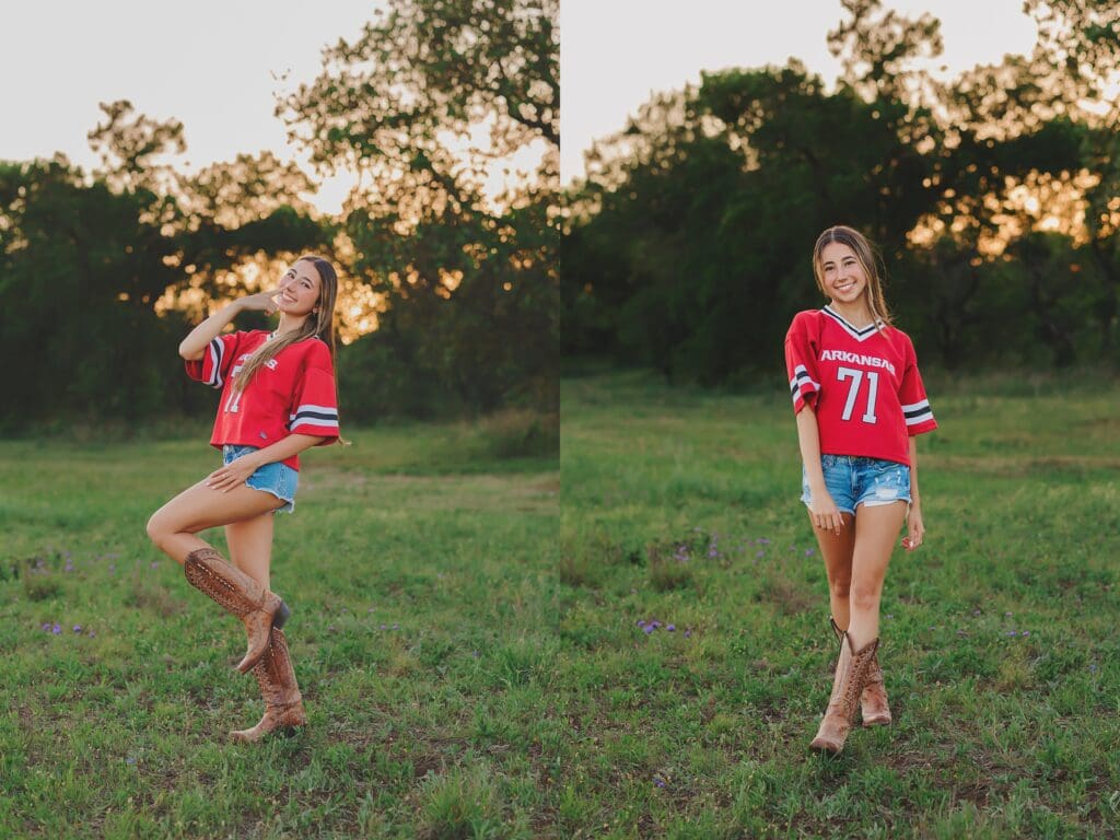 College University Jersey Arkansas Senior Photos in Austin Texas by Keala Jarvis Photography