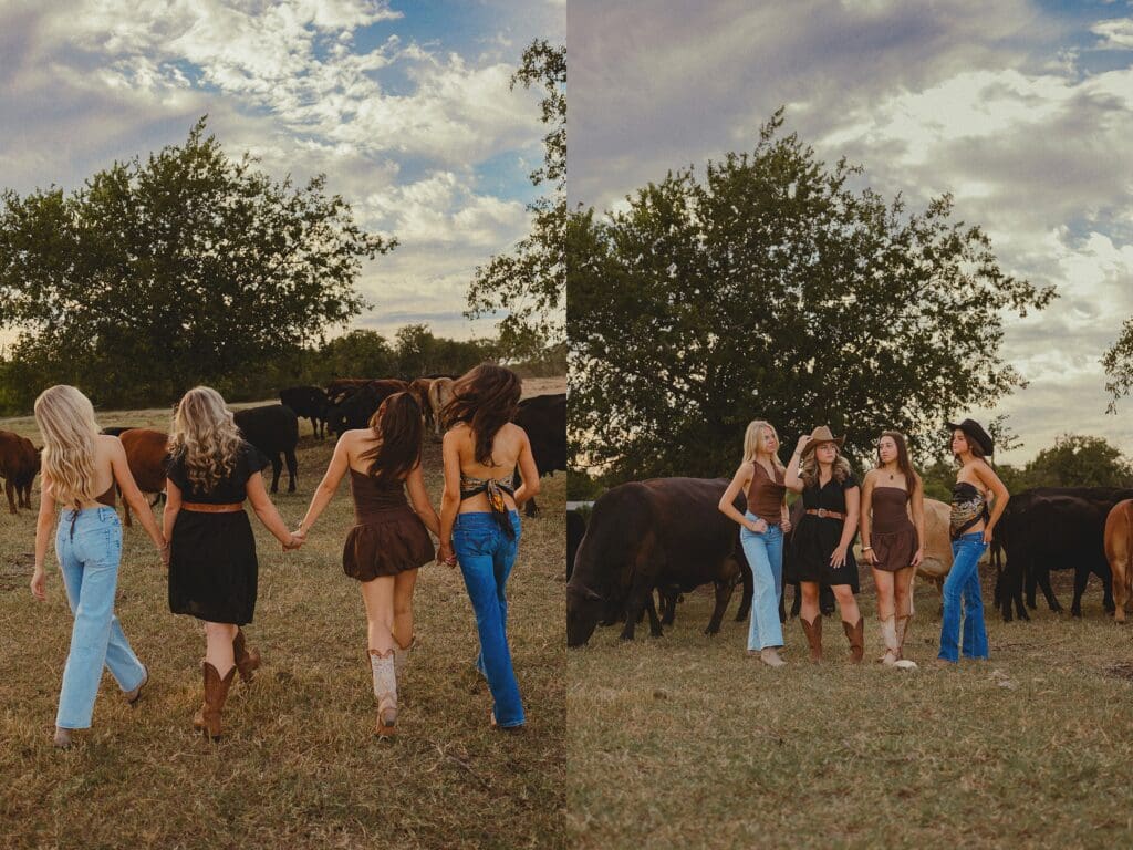 Austin senior photographer capturing senior rep team at a cattle ranch