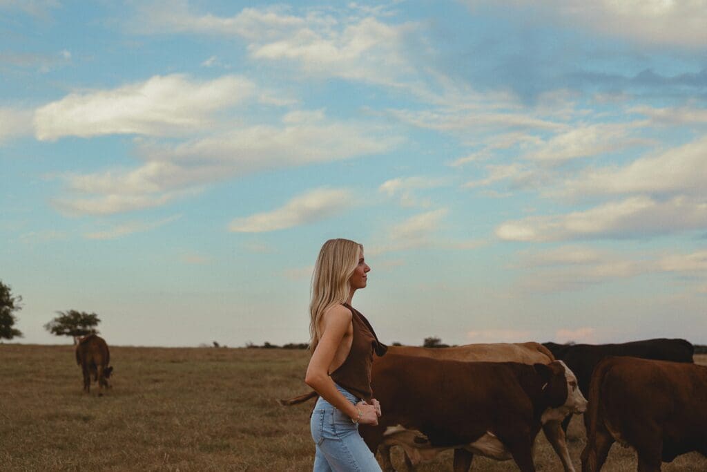 Austin senior photographer capturing senior rep team at a cattle ranch