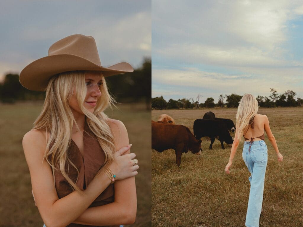 Austin senior photographer capturing senior rep team at a cattle ranch