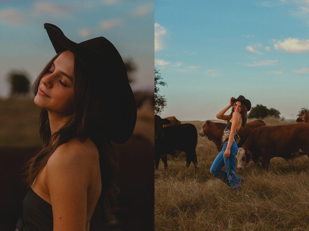 Austin senior photographer capturing senior rep team at a cattle ranch