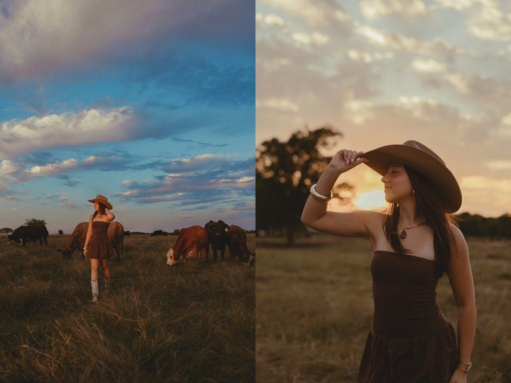 Austin senior photographer capturing senior rep team at a cattle ranch