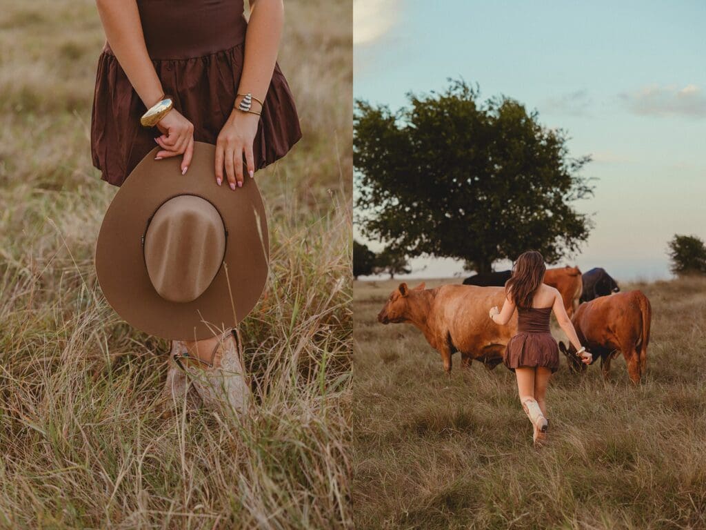 Austin senior photographer capturing senior rep team at a cattle ranch