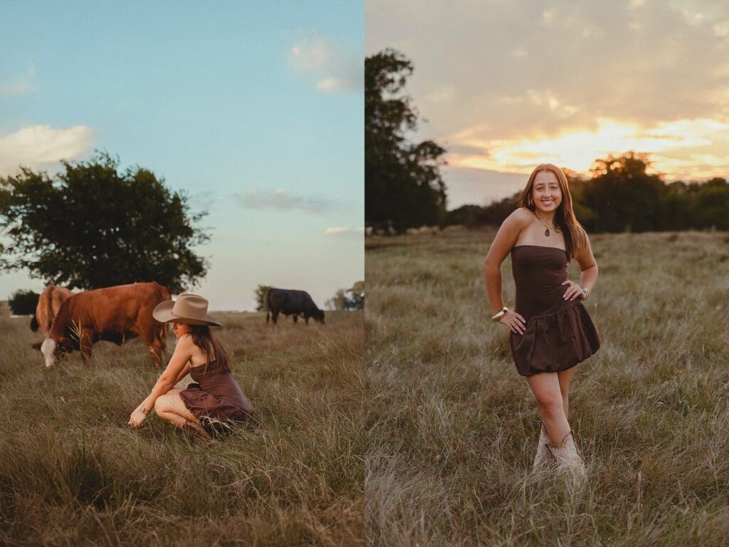 Austin senior photographer capturing senior rep team at a cattle ranch