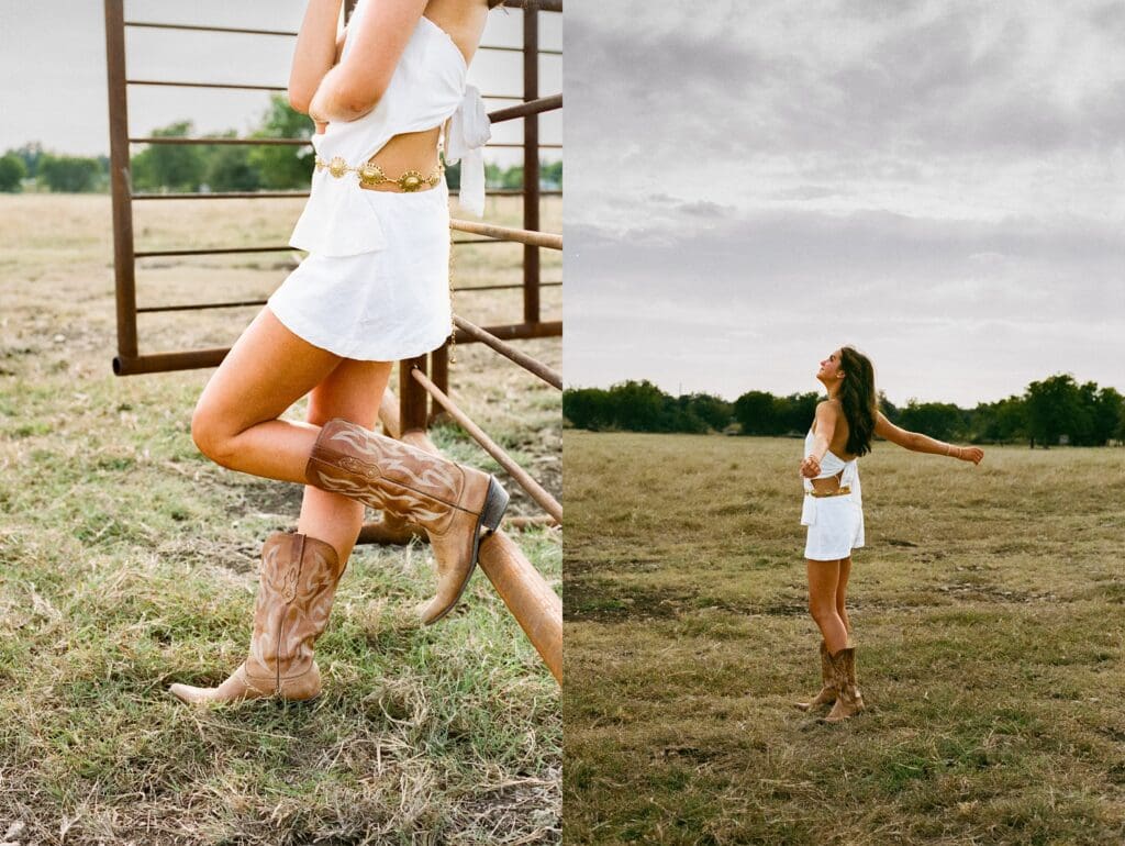 Austin senior photographer capturing senior rep team at a cattle ranch